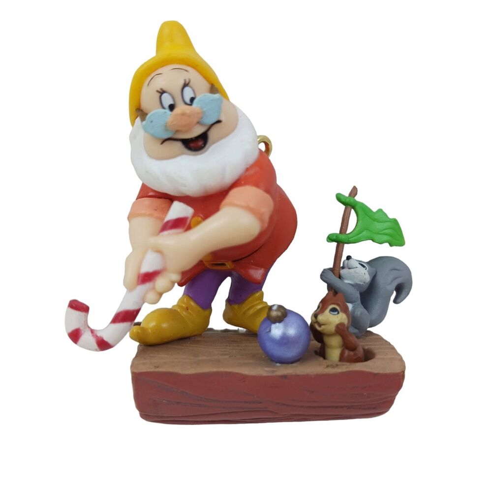 Enesco Vtg Just Fore Christmas Snow White Disney Doc Dwarf Ornament squirrel Box
